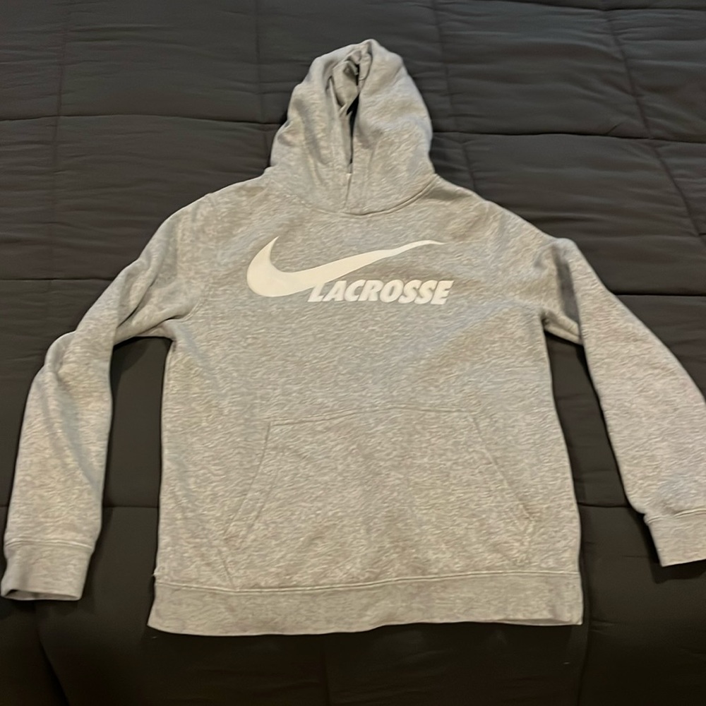 Nike Boys’ Lacrosse Pullover Sportswear Hoodie Size YL in Grey
